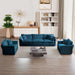 Luxury 3 Piece Sofa Set, 2 Pieces of Single Sofa and 1 Piece of 3 Seater Sofa, Modern Chenille Comfy Cloud Couches Set with 7 Pillows for Living Room Office, Blue