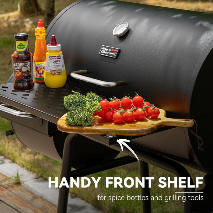 CC1830FC 28-Inch Barrel Charcoal Grill with Offset Smoker, 840 Sq. In. Cooking Area, Front Shelf, Charcoal Grill for Outdoor Grilling and Backyard Cooking, Black