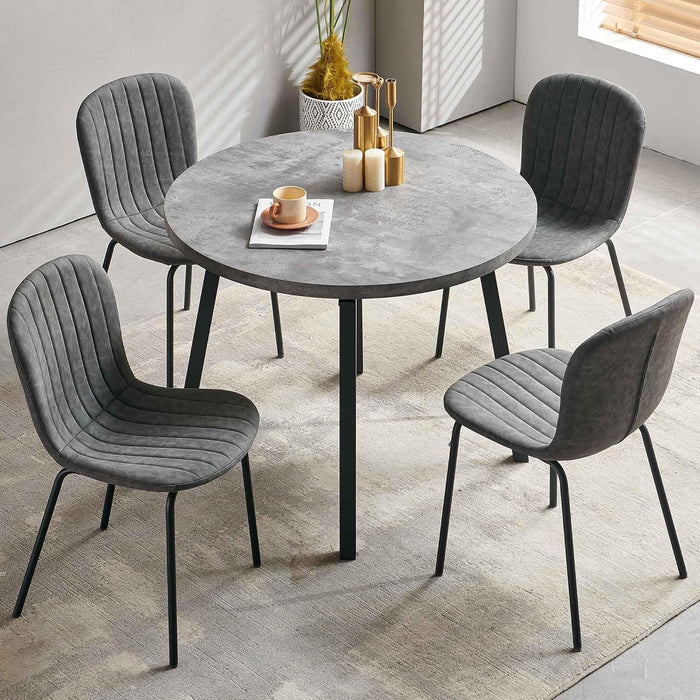 Dining Chairs Set of 4 PU Leather Dining Room Chairs with Black Metal Legs, Mid Century Modern Dining Chairs for Kitchen & Dining Room - Grey
