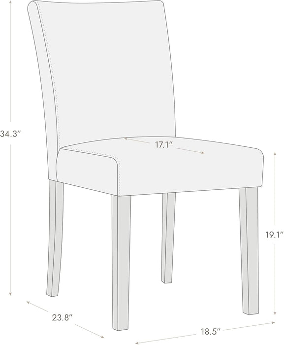 Upholstered Kitchen & Dining Room Chairs with Low Back, Faux Leather Armless Dining Chairs with Solid Wood Legs, Set of 2, Black