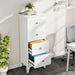 White Wooden File Cabinet, 4 Drawers, Adjustable