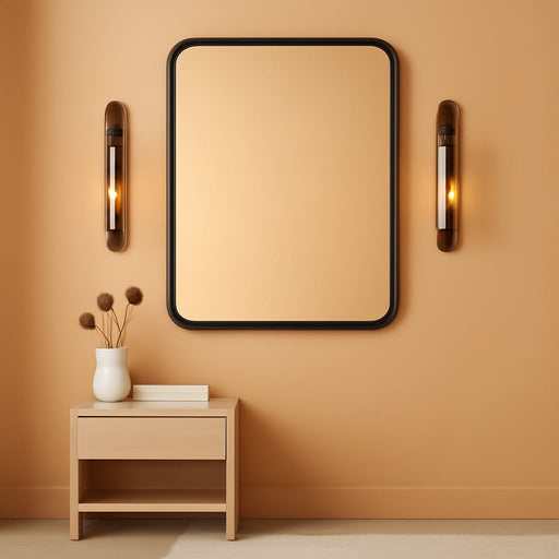 Black Metal Framed Vanity Rounded Rectangle Bathroom Mirrors for over Sink Wall, 36X24 Inch Large Matte Mirror, Modern Decorative for Restroom, Farmhouse, Horizontally or Vertically Hanging