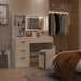 5-Drawers White Wood Makeup Vanity Table Dresser Sets Dressing Desk with LED Mirror and Open Shelves