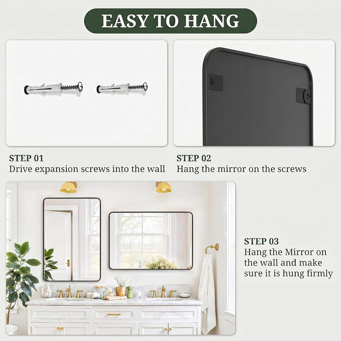 Bathroom Mirror for Wall, 48X30 Inch HD Tempered Glass Vanity Mirror