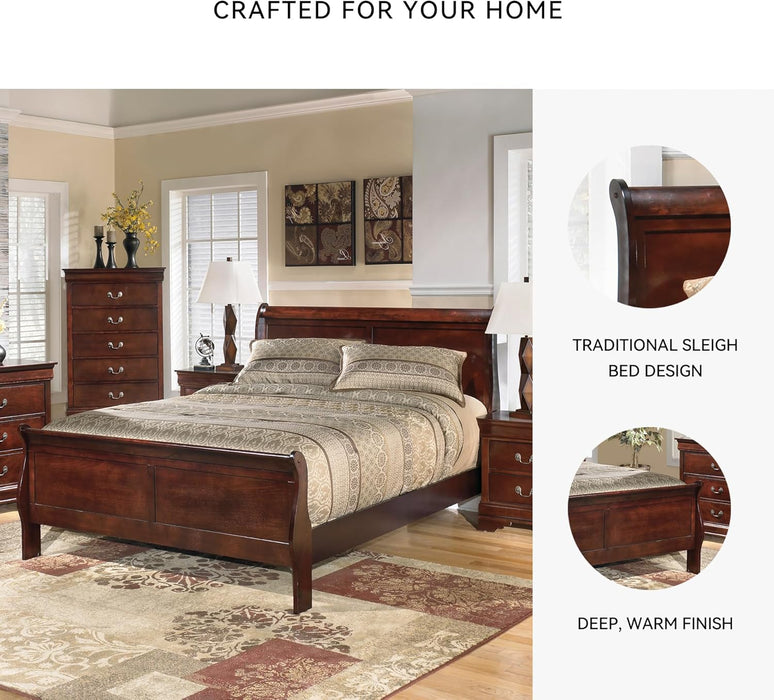 Signature Design by Ashley Alisdair Traditional Queen Sleigh Bed, Foundation or Box Spring Needed, Dark Brown