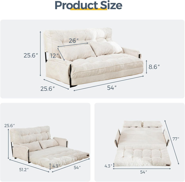 Beige Adjustable Floor Sofa Couch Foldable Sleeper
