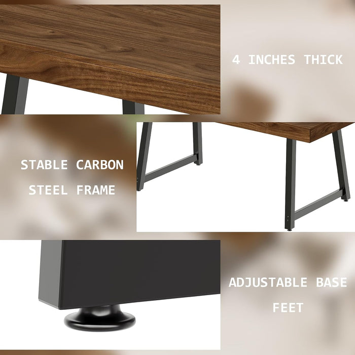70.9" Industrial Dining Table for 6-8, Rectangle Kitchen Table