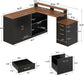 63" L Shaped Executive Desk with Drawers & Monitor Stand, Corner Desk