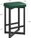 24.6" Bar Stools Set of 4 with PU Leather Upholstered Seats, Green | Counter Height Bar Stools with Metal Frame & Footrest, Modern Backless Kitchen Barstools for Home Bar, Dining Room