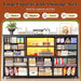 12 Drawers Dresser for Bedroom with LED Lights & Charging Station,Tv Stand for 55-60 Inch Tv,Fabric Dressers & Chests of Drawers with 3 Wooden Shelves for Hallway,Black Wood Grain