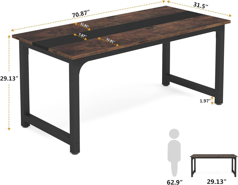 70.8 Inch Large Executive Office Desk, Simple Computer Workstation with 31.5 Inch Wide Desktop for Home Office