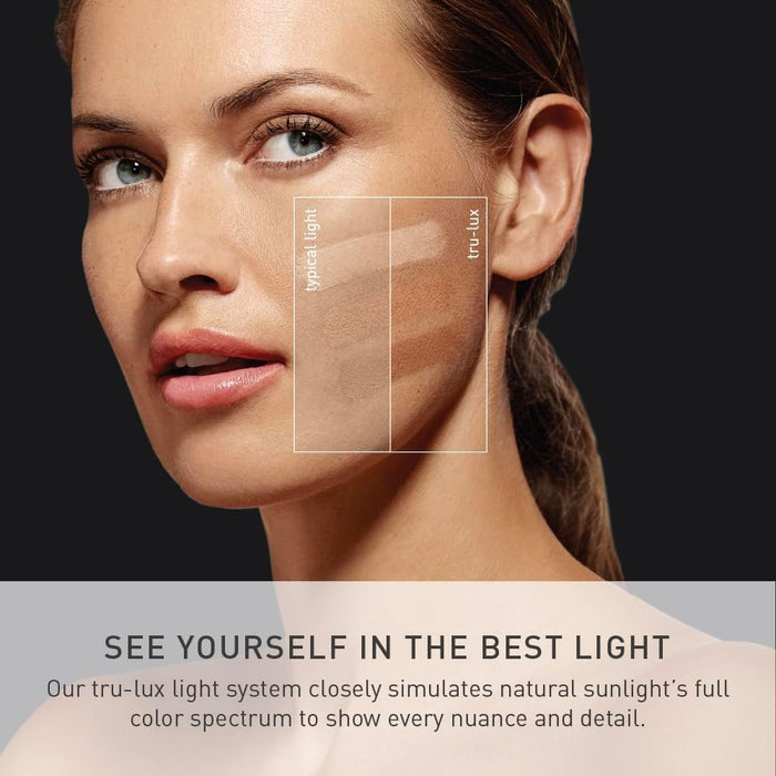 Sensor Mirror Fold, 5'' with 10X Magnification, round Rechargeable Travel Makeup Mirror, Tru-Lux® Full-Spectrum Light, Adjustable Brightness & Height, Brushed Stainless Steel