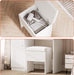 White Vanity Desk Illuminated Mirror Storage Cabinet