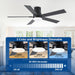52 Inch Ceiling Fans with Lights and Remote,Flush Mount Black Ceiling Fan with 5 Blades,6 Speed Reversible DC Motor,3Cct Dimmable Led-Low Profile Design for Bedroom, Living Room & Covered Outdoor
