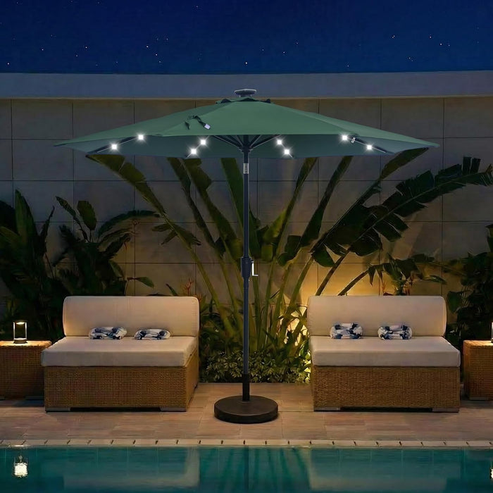 9FT Solar Patio Umbrella with 32 LED Lights with Bag