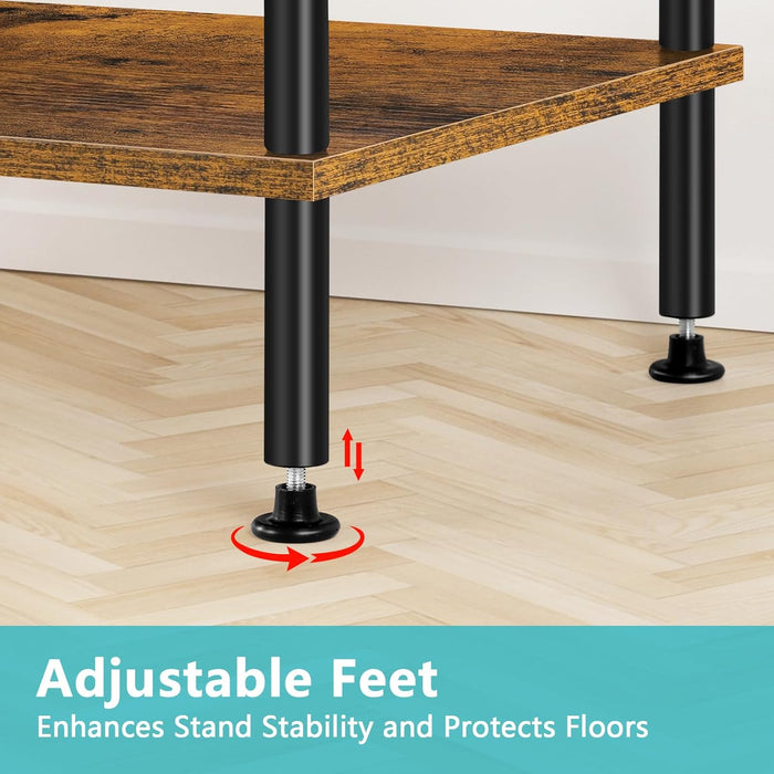 Industrial TV Stand with Storage for 50 Inch TV Rustic TV Cabinet with Open Storage Shelf Small Entertainment Center Wood Console Table with Metal round Tubes for Living Room Bedroom, Brown, 45 Inches