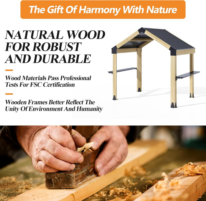 Outdoor Grill Gazebo Featuring Hardtop 7.7x5.7 Feet
