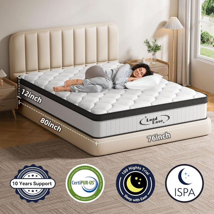 King Size Mattress,12 Inch King Mattress in a Box for Back Pain Relief, Upgrade Memory Foam and Pocket Coils Spring, Medium Firm, Excellent Motion Isolation, Edge Support, Certipur-Us, 80X76X12