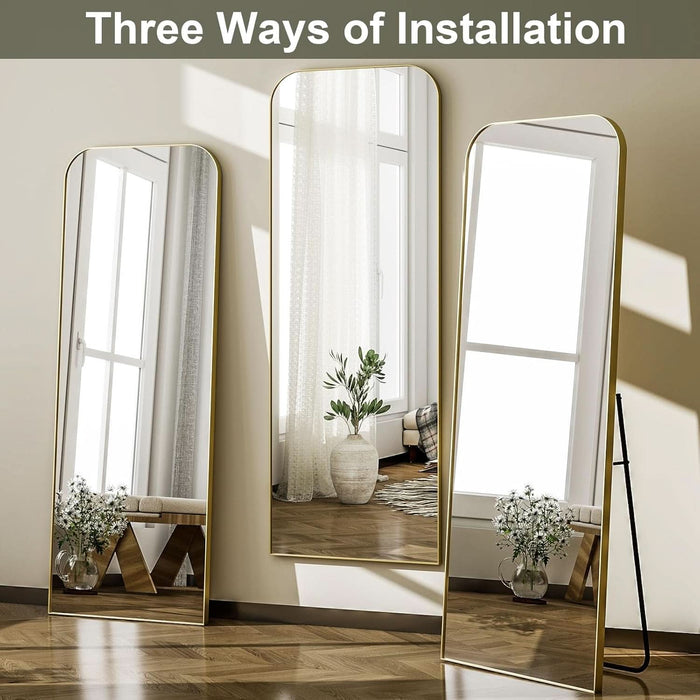 57x20 Full Length Mirror GoldRoundedCornerAluminumFrame