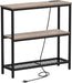 Console Table with Power Outlets, Entryway Table with Storage, Narrow Sofa Table with 3 Tier Shelves, 2 USB Ports, 2 Power Outlets, Hallway Table for Couch, Living Room, Entrance, Grey