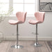 Ellston Velvet Adjustable Swivel Barstools in Pink, Set of 2
