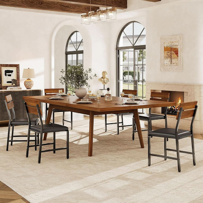 7-Piece 2-Way Extendable Dining Table Set for 4-10, Walnut