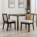 Rattan Dining Chairs Set of 6, Farmhouse Kitchen Chairs with Cane Back, Upholstered Dining Room Chairs Comfy Side Wood Chair for Living Room/Restaurant, Black Cream