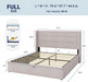 Full Size Lift up Storage Bed, Modern Wingback Headboard, Hydraulic Support, No Box Spring Needed, Light Beige