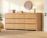 63" Dresser for Bedroom with 9 Drawers, Modern Dressers & Chests of Drawers with Metal Handles, Wooden Dresser TV Stand, Bedroom Dressers, for Bedroom, Hallway, Natural