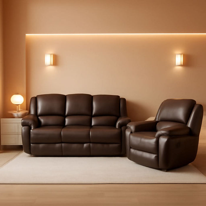 Loveseat Brown Faux Leather Sofa Set