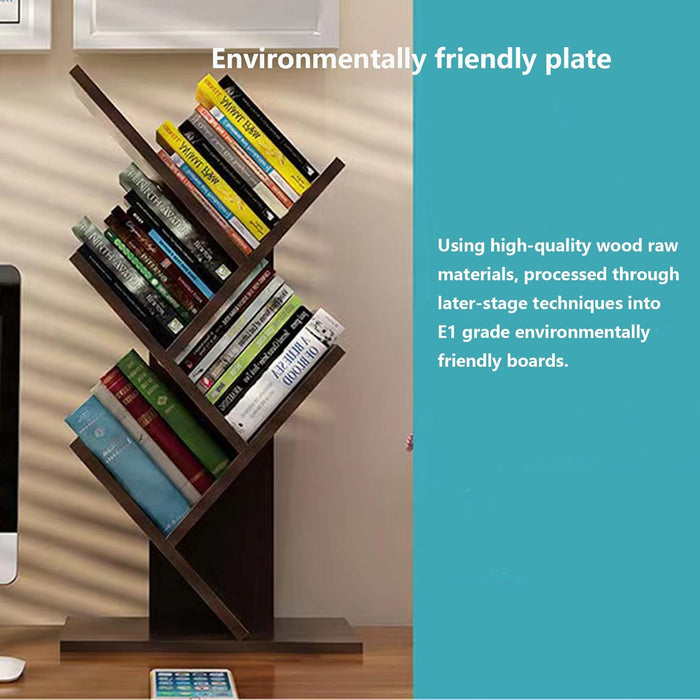 Book Tree Bookshelf, 5-Tier Wood Bookshelf Tree Bookcase for Displaying Books, Cds, Magazines and More at Office, Home or School