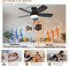 42Inch Ceiling Fans with Lights, Low Profile Ceiling Fan with Light and Remote Control, Flush Mount, Reversible DC Motor, Dimmable, Quiet, Black Small Ceiling Fan for Bedroom Indoor/Outdoor Use