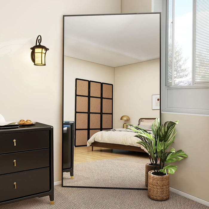 Large Full Length Mirror 78" X 35" - Shatterproof Huge Floor Full Body Mirror with Metal Frame, Freestanding, Wall Mounted, or Wall Leaning for Bedroom, Living Room, Dressing Room, Black