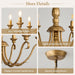 Farmhouse Vintage Antique Brass Chandelier: Distressed Gold Candle Fixture