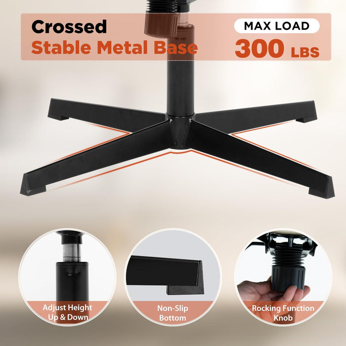 Criss Cross Chair,Armless Cross Legged Office Chair,Wide Comfty Desk Chair with No Wheels Modern Height Adjustable,Swivel Fabric Vanity Chair Computer Task Chair (Pack of 1, Beige)