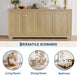 60" Buffet Cabinet with Storage, 4 Doors Sideboard with Adjustable Shelves, Modern Farmhouse Coffee Bar Console Table for Living Room, Kitchen, Dining Room, Entryway, Oak