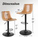 Adjustable Bar Stools Set of 4, Modern Faux Leather Swivel Barstools