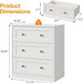 White 3 Drawer Dresser, Small Dresser for Bedroom, Wood Nightstand with Drawers, Modern Chest of Drawers for Closet, Living Room, Entryway