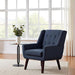 Accent Chair Living Room Chair, Upholstered Button Tufted Armchair, Linen Fabric Sofa Chairs for Bedroom, Living Room, Mid Century Modern Comfy Reading Chair (Dark Blue)