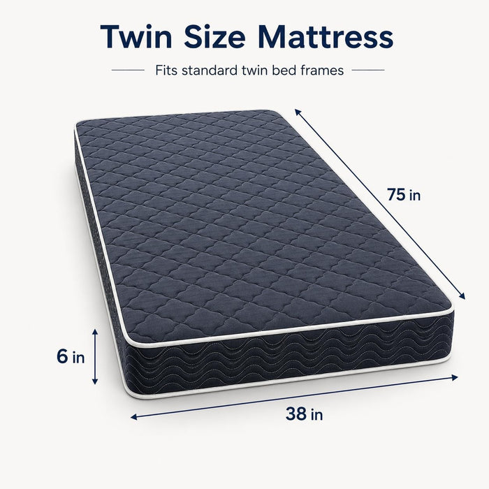 Twin Size Memory Foam Mattress, 6 Inch Bed Mattress in a Box Water-Resistant