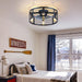 Caged Ceiling Fan with Light Flush Mount, 20 Inch Low Profile Black Fandelier with Remote, Bladeless Ceiling Fans with Lights for Bedroom Kitchen Dining Room (Bulb Not Included)