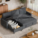 Dark Grey Corduroy Sleeper Sofa With HiddenStorage