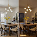 6 Lights Mid Century Modern Chandelier, Milk Glass Globe Chandelier Light Fixture with Gold Metal & White Ball, Large Pendant Lighting Ceiling Hanging for Dining Room Kitchen Island Entryway