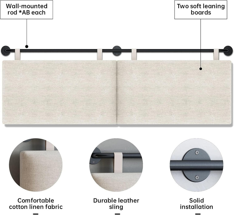 Headboards for Queen Size Bed, Wall Mounted Headboard with Fine Linen Upholstery and Button Tufting, Adjustable Heigh Headboard for Bedroom(Queen,Beige)