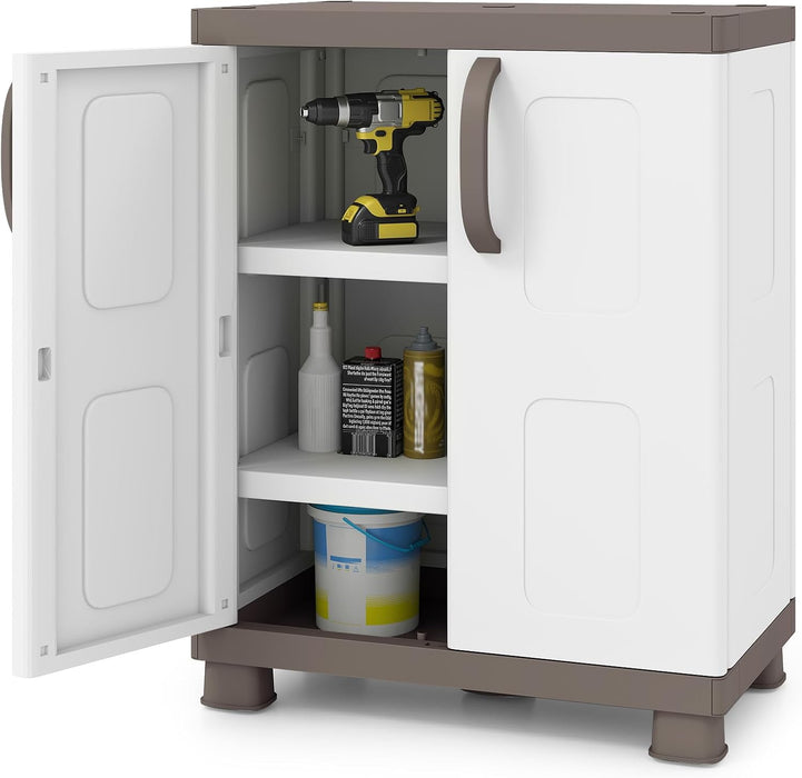 White Plastic Storage Cabinet With Adjustable Shelves
