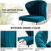 Dining Chairs Set of 2 Velvet Upholstered Kitchen & Dining Room Chairs with Metal Legs Vanity Chair Armless Side Chairs for Living Room Bedroom Restaurant, Channel Curved Backrest, Teal