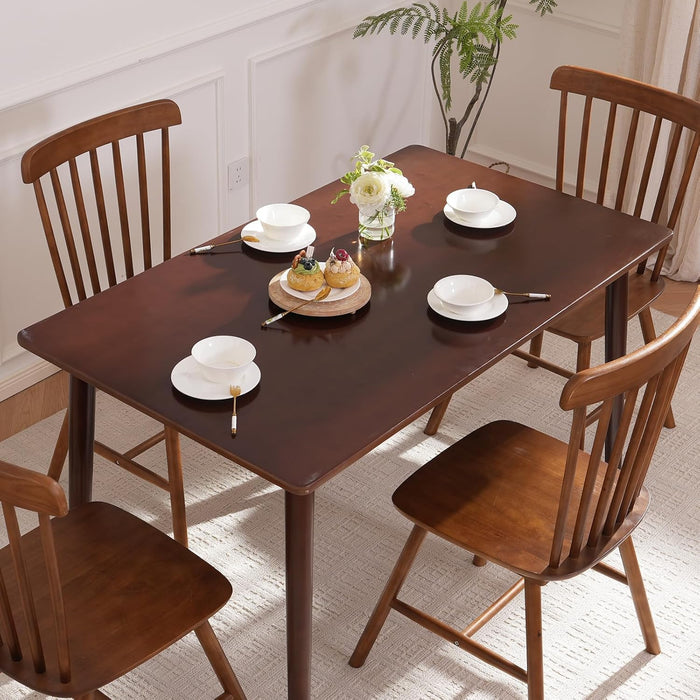 BAKEVE Bamboo Dining Table for 4-6 Person- 47.2'' Solid Wood Kitchen Table, Farmhouse Rectangular Dining Room Table, Mid Century Modern Desk for Living Room, Kitchen, Walnut, Fsc-Certified Bamboo