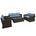 Arlington Outdoor Wicker 7 Person Seating Group with Cushions & Storage