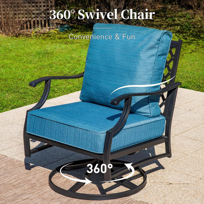 5-Piece Metal Outdoor Conversation Set, 7 Seats