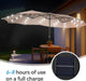 15 Ft Large Outdoor Patio Umbrella with Solar Led Lights & Base Included, Double-Sided Rectangular Table Umbrella with Stand, Market Umbrellas for Deck Poolside Garden Backyard, Beige